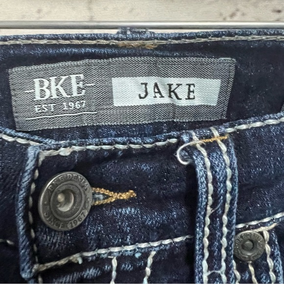 BKE Jake Straight Leg Jeans Men 32S 32 X 32 Dark Blue Preppy - Picture 3 of 16